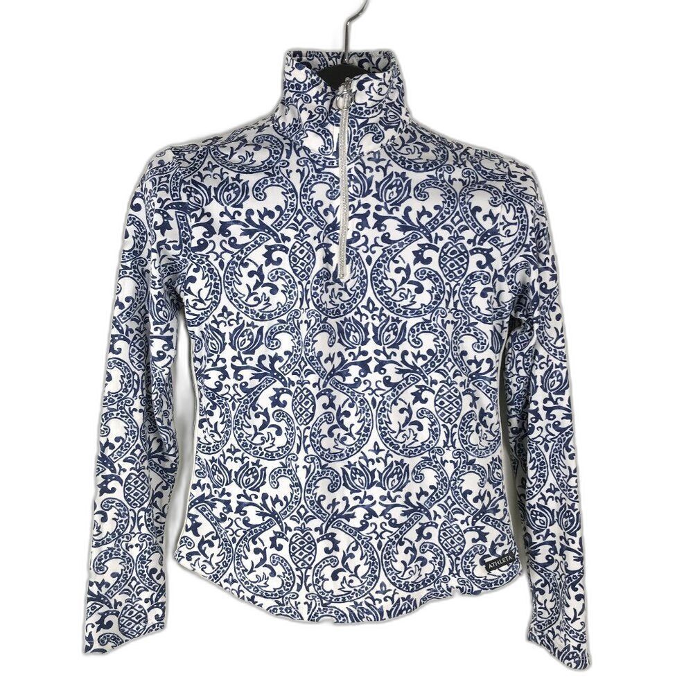 Athleta Pineapple Print 1/4-Zip Active Pullover Women's Small Long Sleeve USA